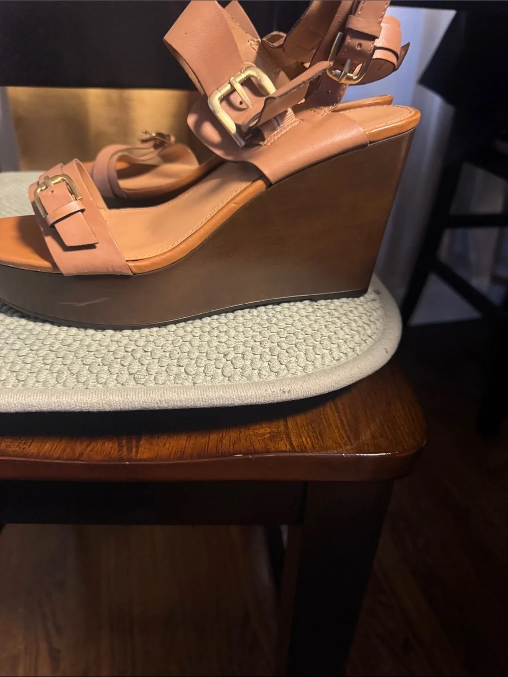 Franco Sarto Cognac Leather Strappy Ankle Sandals